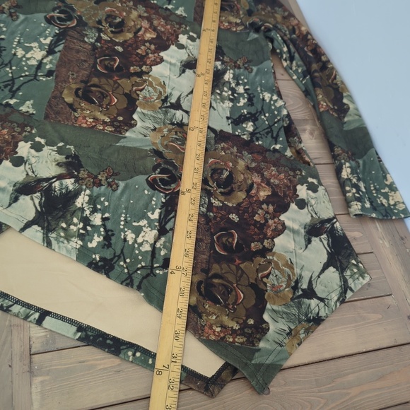 Velour Tunic Top Patchwork Cowl Neck Asymmetrical Hem Boho Artsy Fall SZ Lrg - Picture 13 of 14